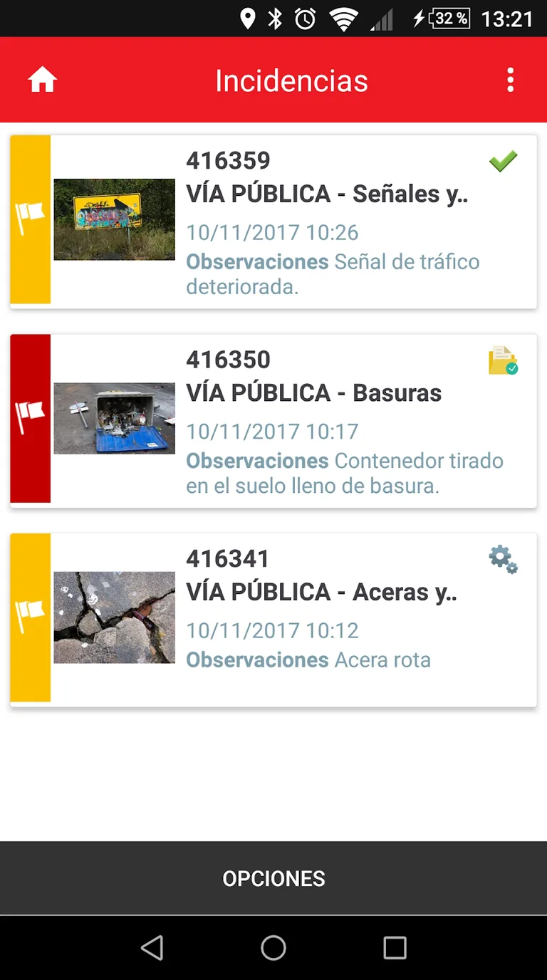 LiVe Gestión de incidencias, screen 2